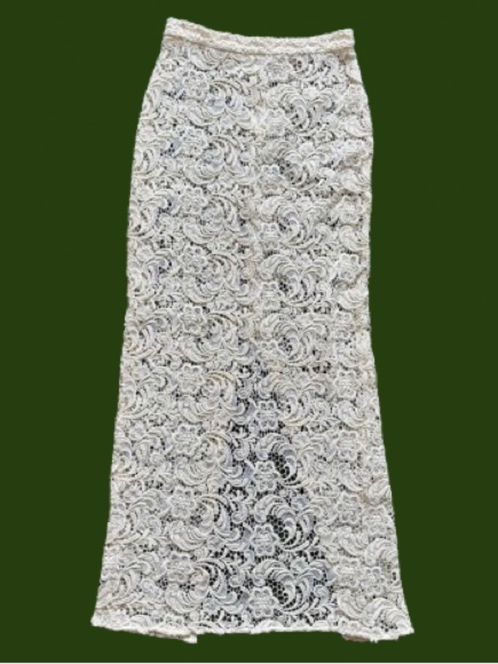 Alice + Olivia Ivory Lace Maxi Skirt Unlined Floral Guipure Sz 10 Formal - Picture 1 of 13